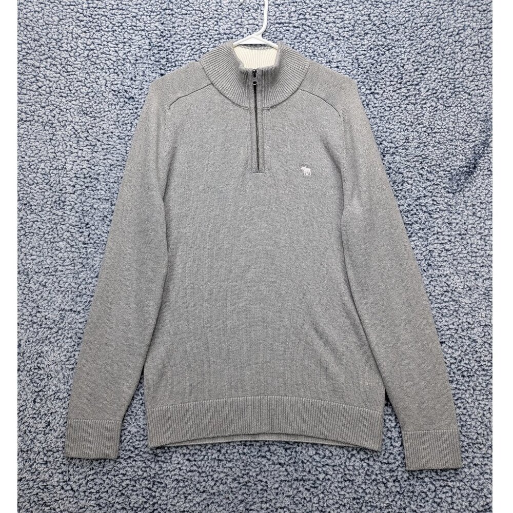 Abercrombie & Fitch Soft AF 1/4 Zip Sweater Mens S Cashmere Blend Preppy Gray